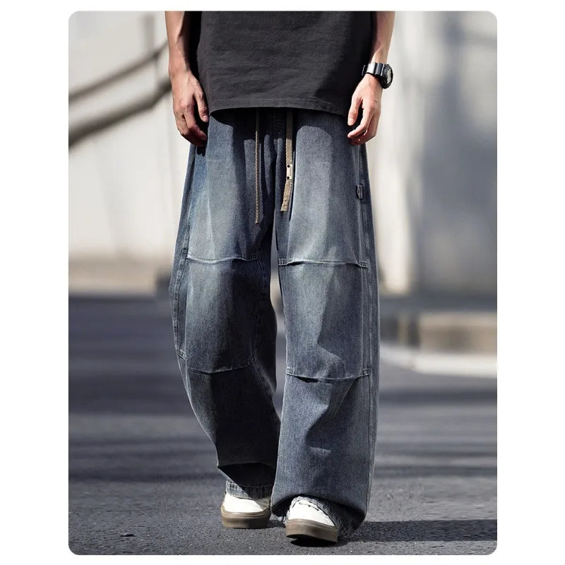 Man Pants Mens Jeans American Trendy Casual Straight Leg Workwear Trousers Loose Fit Spring Summer
