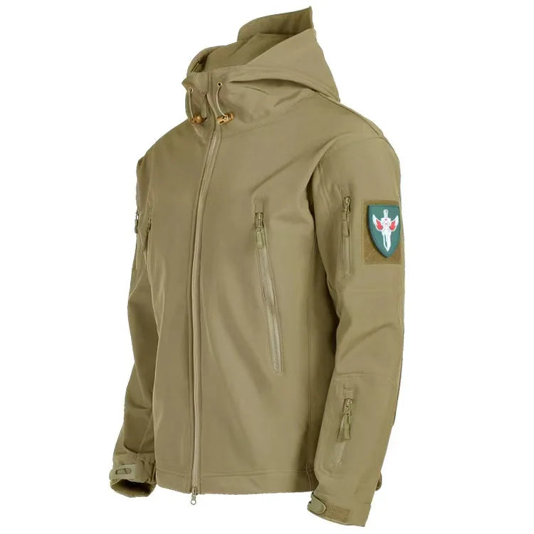 2024 New Outdoor Jackets Men Shark Skin Soft Shell Tactical Waterproof Windbreaker Jacket Mens Hooded Bomber Coats Hiking