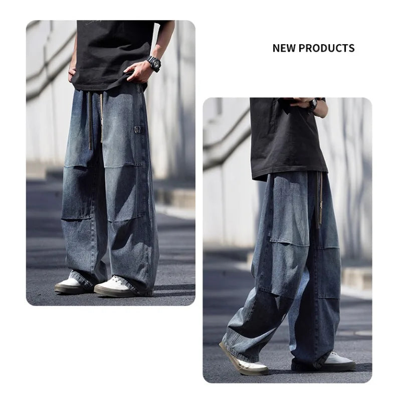 Man Pants Mens Jeans American Trendy Casual Straight Leg Workwear Trousers Loose Fit Spring Summer