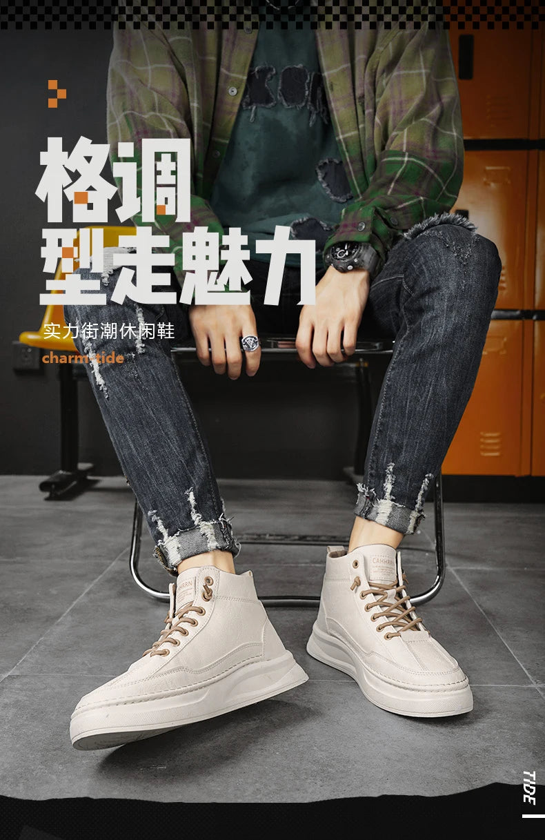 Male Sneakers High-top Loafers Skateboard Sports and Leisure Shoes for Men Men's Sneakers Non-Slip Soft and Comfortable New