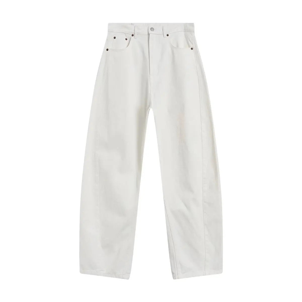 Withered Casual Rivet Embellished Mid High Waist Long Straight Leg Pants Jeans Women's Jeans Women's Denim Pants Woman Clothes