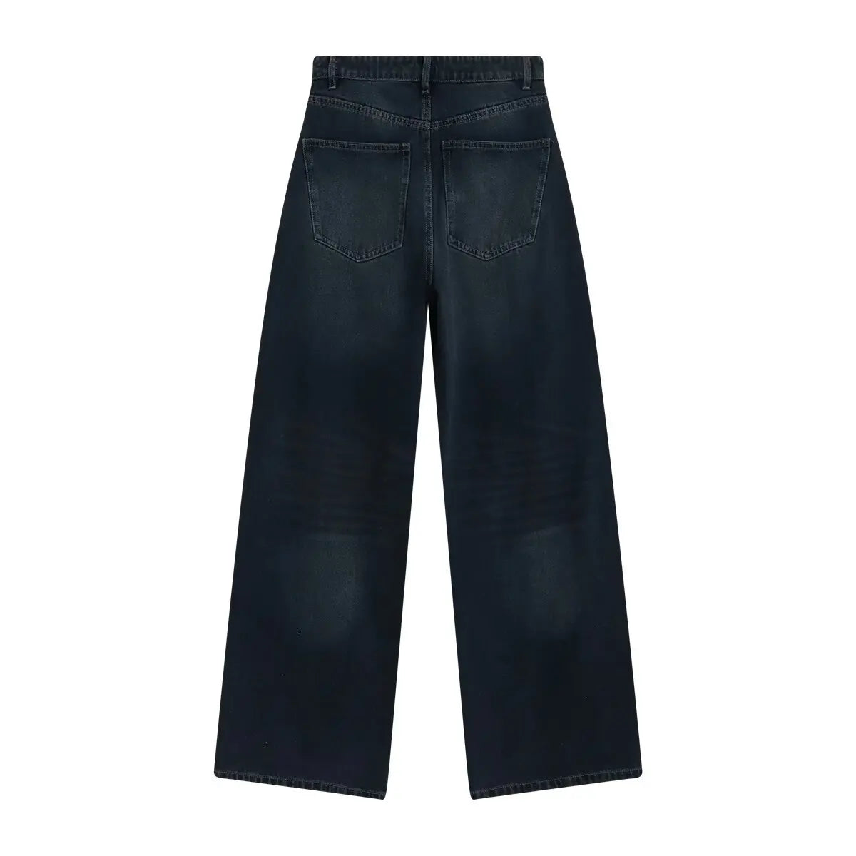 Withered Casual Rivet Embellished Mid High Waist Long Straight Leg Pants Jeans Women's Jeans Women's Denim Pants Woman Clothes