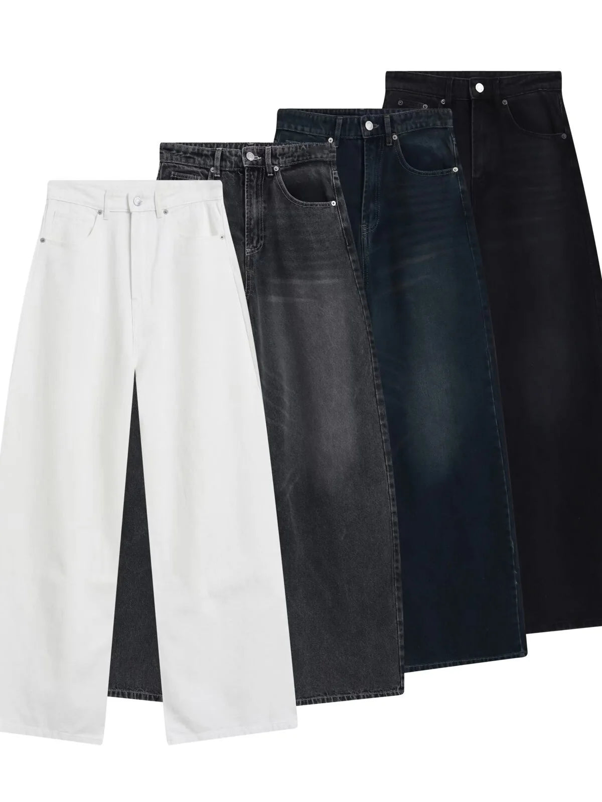 Withered Casual Rivet Embellished Mid High Waist Long Straight Leg Pants Jeans Women's Jeans Women's Denim Pants Woman Clothes